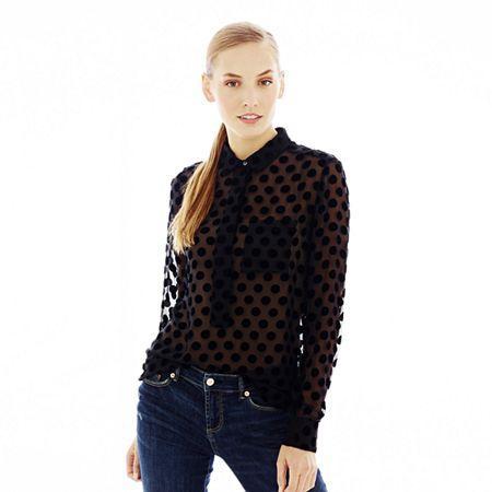 Joe Fresh Sheer Polka Dot Top
