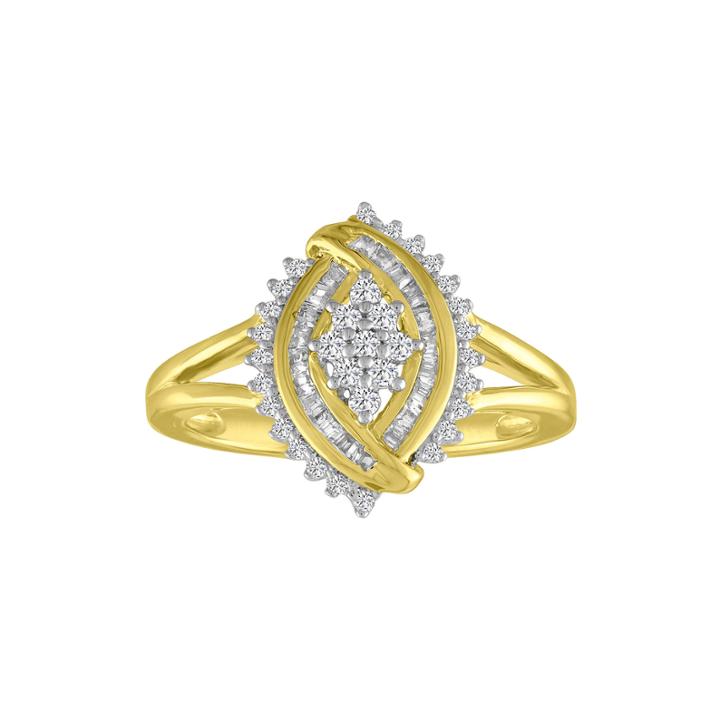 Womens 1/3 Ct. T.w. Genuine White Diamond 10k Gold Cluster Ring