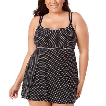 Robby Len By Longitude Dots Swim Dress Plus