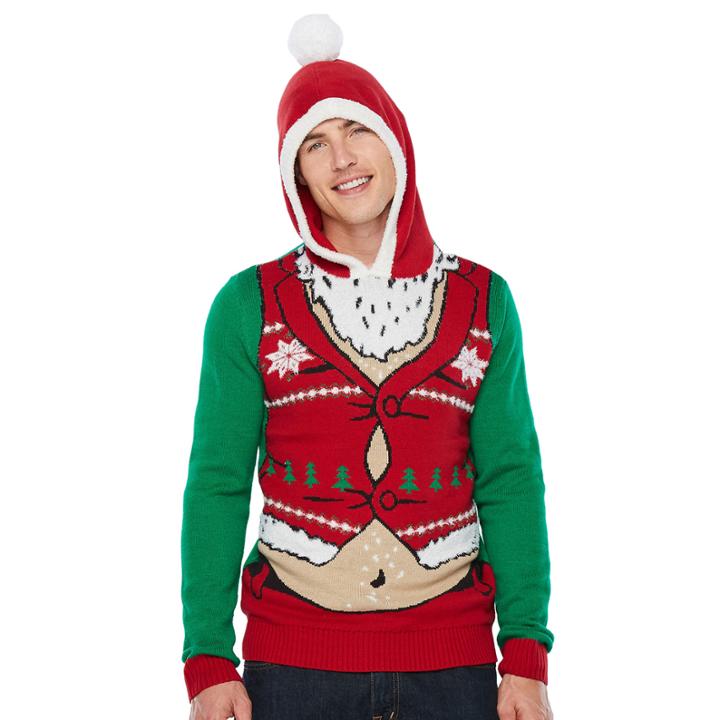 Novelty Season Hooded Neck Long Sleeve Pullover Sweater