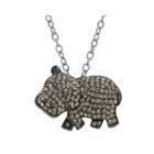 Animal Planet&trade; Crystal Sterling Silver Hippopotamus Pendant Necklace