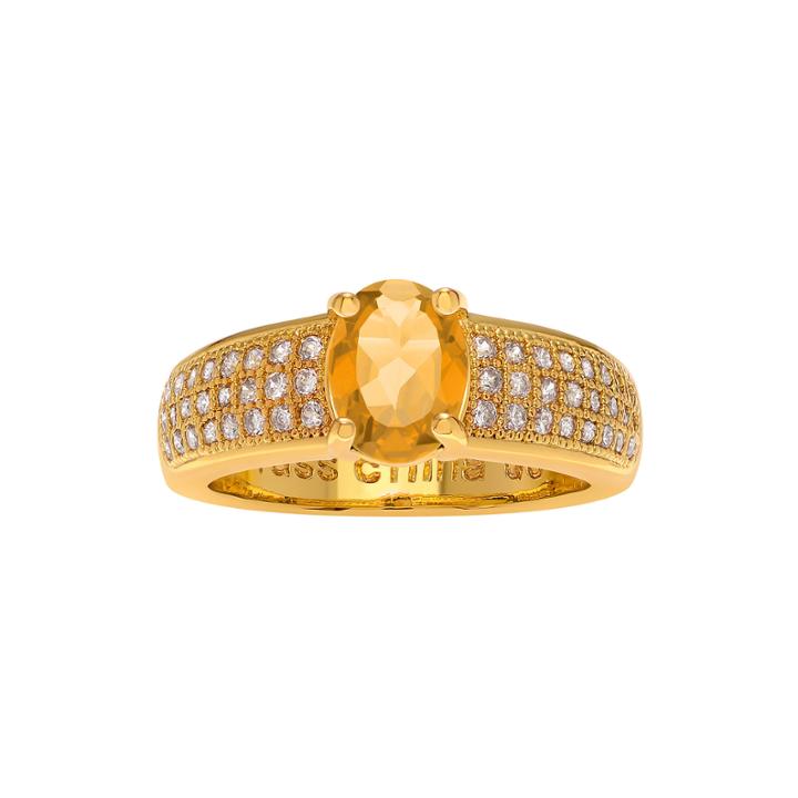 Genuine Citrine And Cubic Zirconia 14k Gold Over Brass Ring