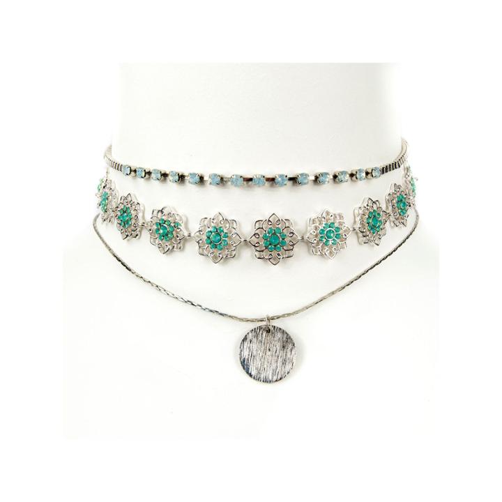 Arizona Freeform Womens Multi Color Choker Necklace