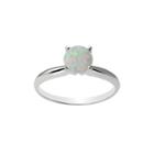 Womens Lab Created Opal White 10k Gold Solitaire Ring