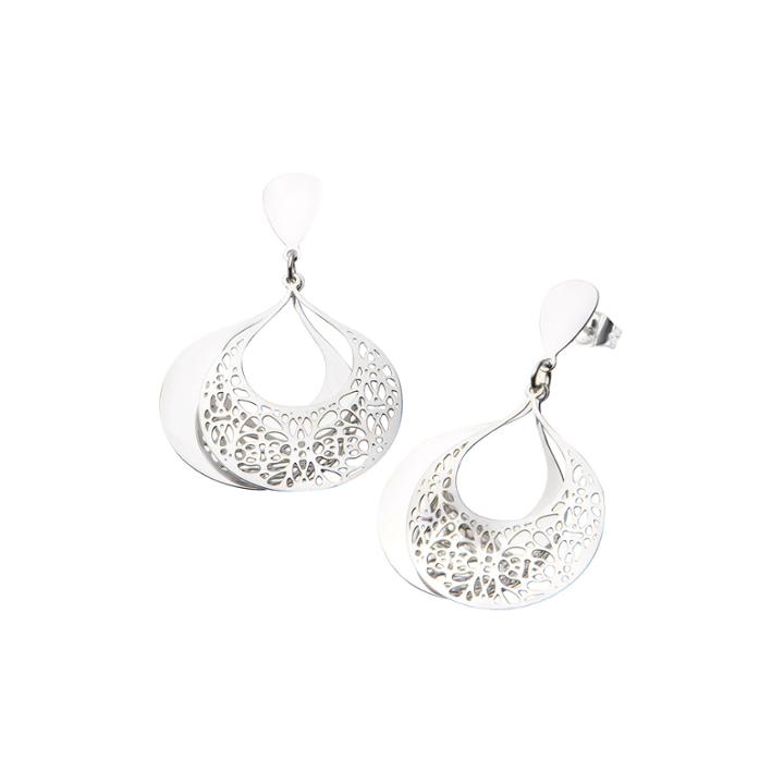 Stainless Steel Filigree Teardrop Earrings
