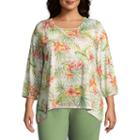 Alfred Dunner Parrot Cay Hibiscus Tee - Plus