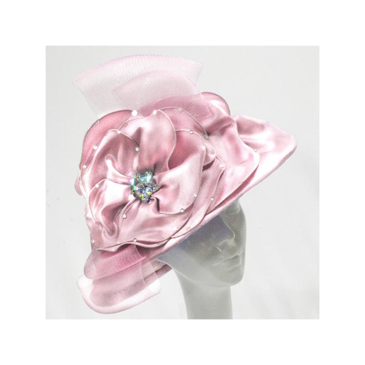 Whittall & Shon Derby Hat Draped Hat With Large Camelia