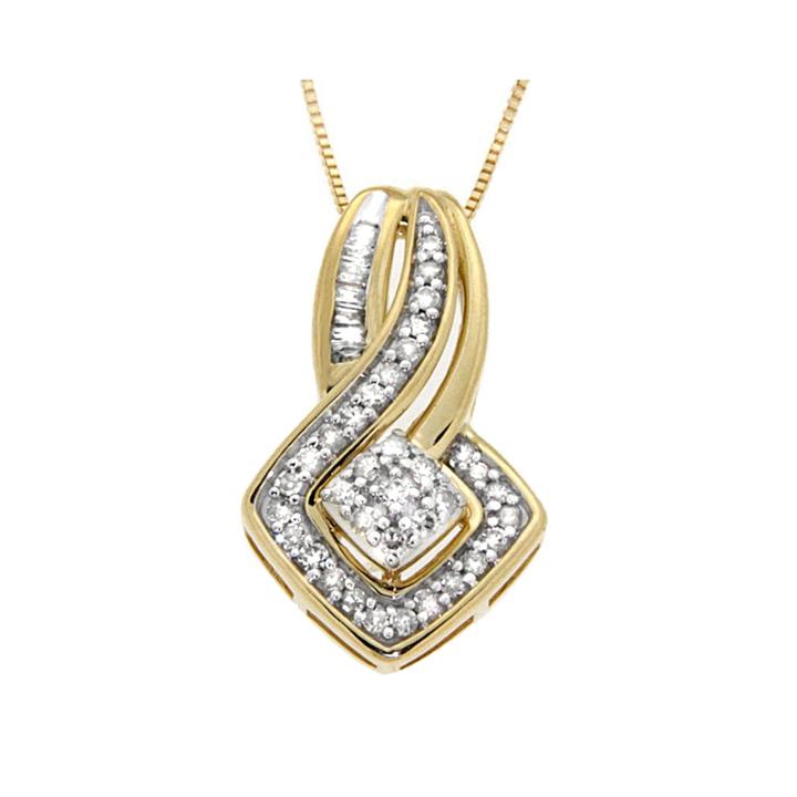 Diamond Blossom 1/4 Ct. T.w. Diamond 10k Yellow Gold Cluster Pendant Necklace
