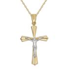 Infinite Gold&trade; 14k Two-tone Gold Crucifix Cross Pendant Necklace
