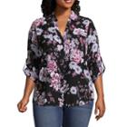 By & By Modern Fit Long Sleeve Button-front Shirt-juniors Plus
