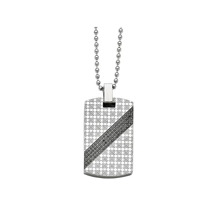 Mens 1/2 Ct. T.w. Diamond Stainless Steel Dog Tag Pendant