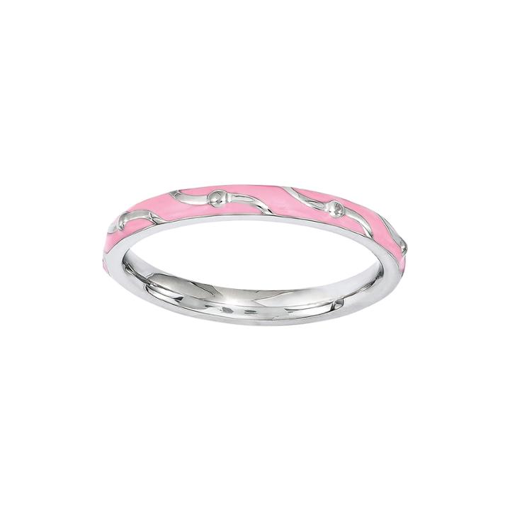 Personally Stackable Pink Enamel Stackable Swirl Ring