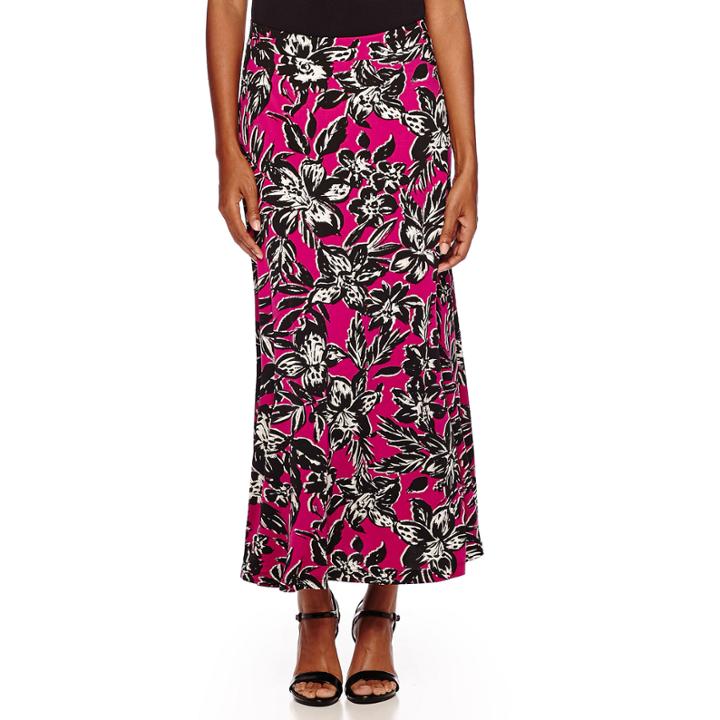 Black Label By Evan-picone Palm Print Maxi Skirt