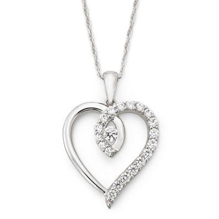 Diamonart Cubic Zirconia Twisted Heart Pendant Necklace