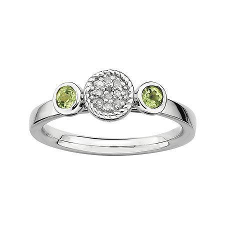 Personally Stackable Double Peridot & Diamond-accent Ring