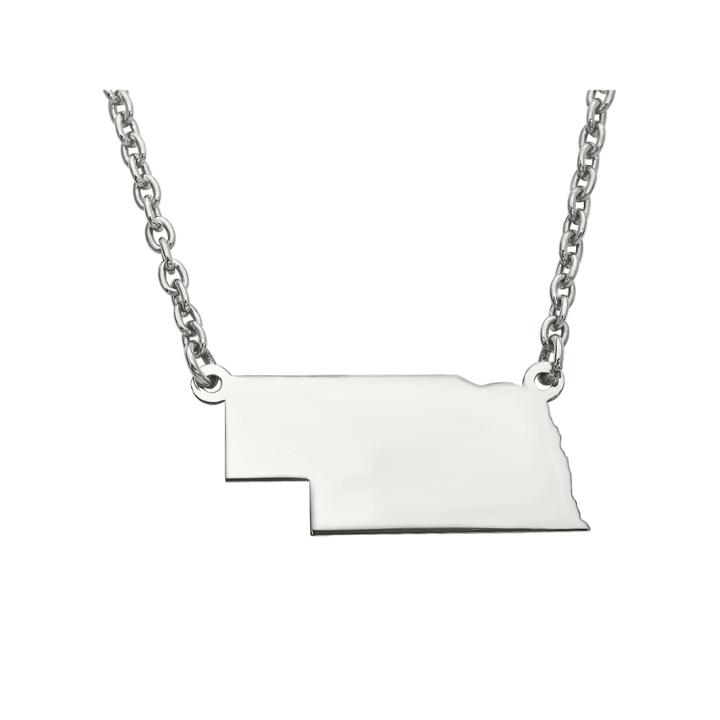 Personalized Sterling Silver Nebraska Pendant Necklace