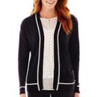 Liz Claiborne Long-sleeve Open-front Tipped Cardigan Sweater - Tall