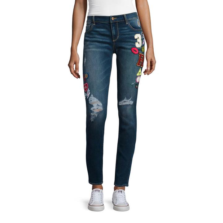 Arizona Limited Edition Patched Skinny Jeans - Juniors