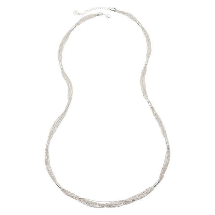 Monet Silver-tone Diamond-cut Multi-strand Station Necklace