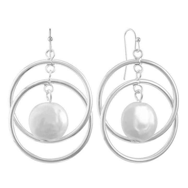 Liz Claiborne White 22mm Round Hoop Earrings