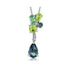 Lab-created Green & White Sapphire And Corundum Sterling Silver Pendant Necklace