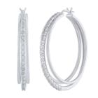 1/10 Ct. T.w. Genuine White Diamond Sterling Silver 41mm Hoop Earrings