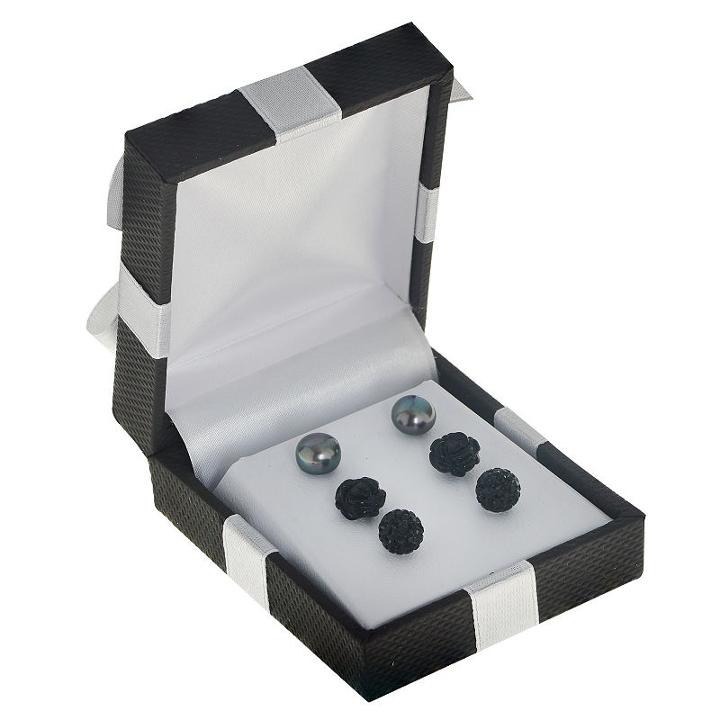 3-pc. Black Pearl Earring Sets