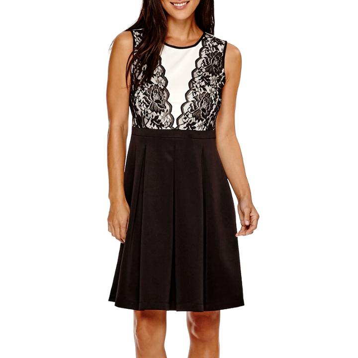 R & K Originals Sleeveless Lace Fit-and-flare Dress