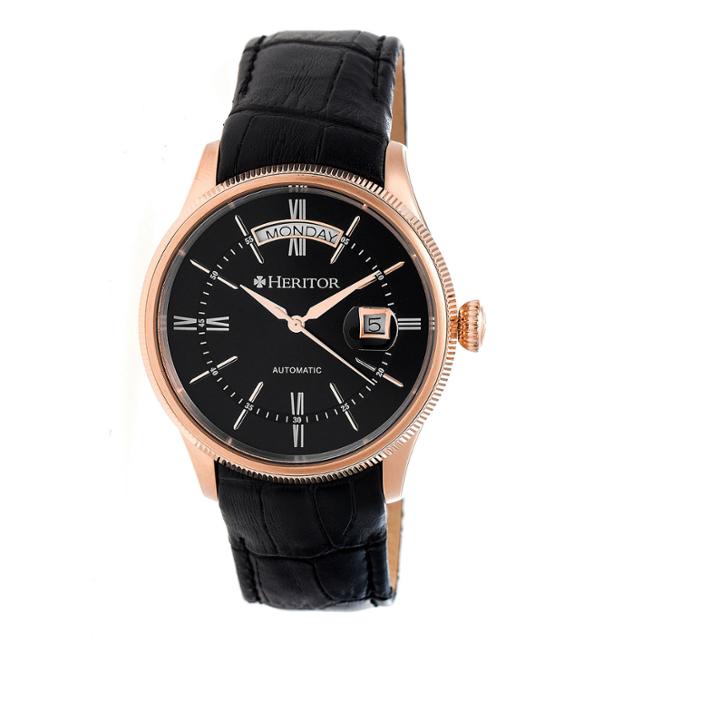 Heritor Vernon Mens Black Strap Watch-herhr5808