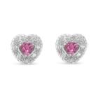 1/3 Ct. T.w. Heart Pink Sapphire Sterling Silver Stud Earrings