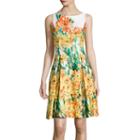 J. Taylor Sleeveless Floral Fit-and-flare Dress
