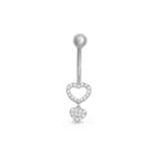 10k White Gold Cubic Zirconia Heat Drop Belly Ring
