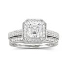 Diamonart Sterling Silver 1 7/8 Ct. T.w. Cubic Zirconia Bridal Ring Set