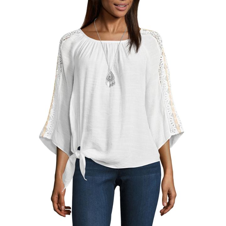 Alyx 3/4 Sleeve Round Neck Gauze Blouse