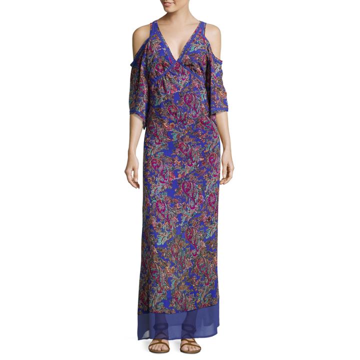 Nicole By Nicole Miller Cold-shoulder Bohemian Maxi Dress