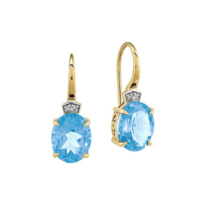 Genuine Blue Topaz And Diamond-accent 14k Yellow Gold Earrings
