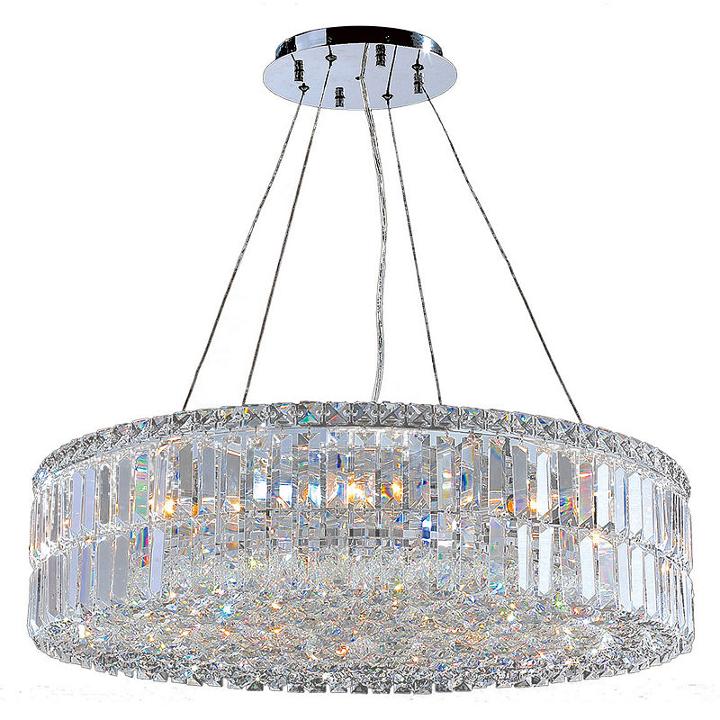 Cascade Collection 12 Light Chrome Finish And Clear Crystal Circle Chandelier