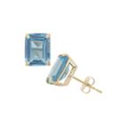 Emerald Blue Aquamarine 10k Gold Stud Earrings