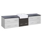 96.25-in. W Wall Mount White-dawn Grey Vanity Setfor 3h8-in. Drilling Black Galaxy Top