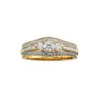 1 Ct. T.w. Certified Diamond 14k Yellow Gold Vintage-style 3-stone Contour Bridal Ring