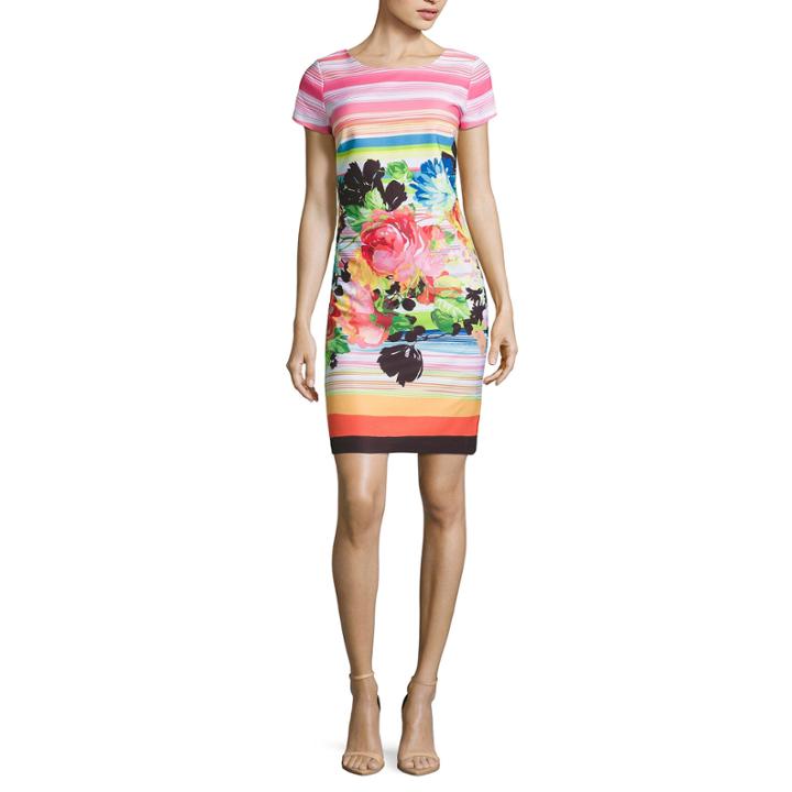 Robbie Bee Short Sleeve Sheath Dress-petites