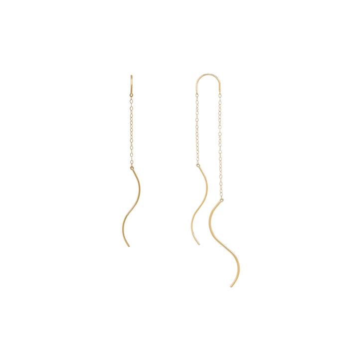 14k Gold S Tube Chain Threader Earrings