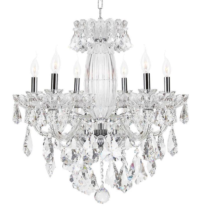 Olde World Collection 6 Light Chrome Finish Crystal Chandelier