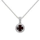 Womens Brown Garnet Sterling Silver Pendant Necklace
