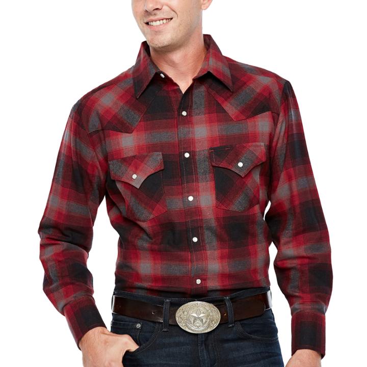Ely Cattleman Long Sleeve Flannel Western Shirt - Big And Tall