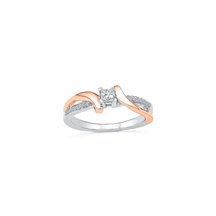 Womens 1/5 Ct. T.w. Genuine Multi-shape White Diamond Gold Over Silver Promise Ring
