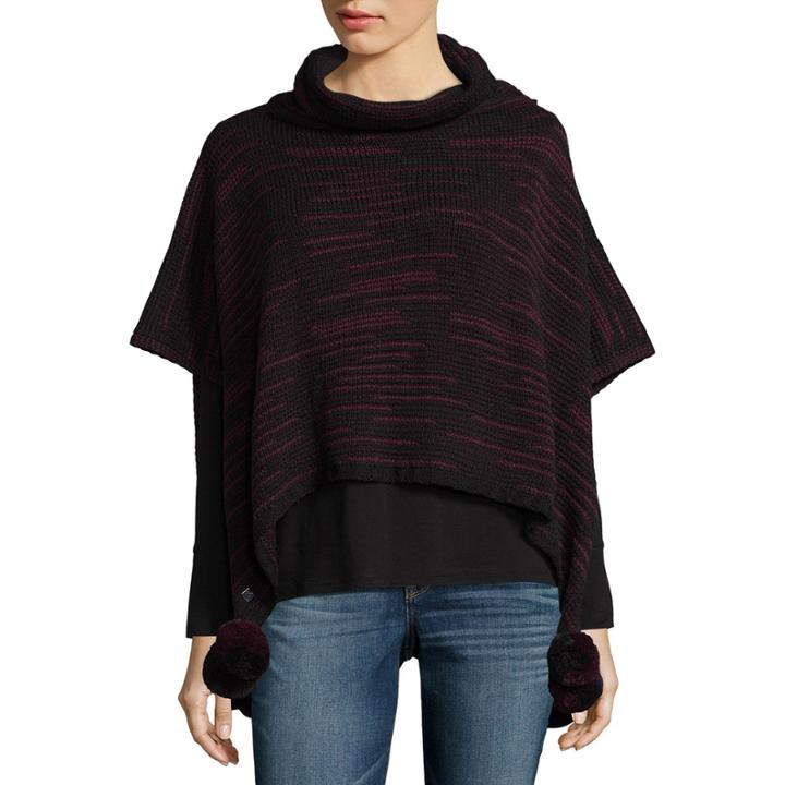 Libby Edelman Pom Stripe Poncho