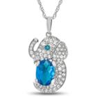 Womens Simulated Blue Topaz Sterling Silver Pendant Necklace