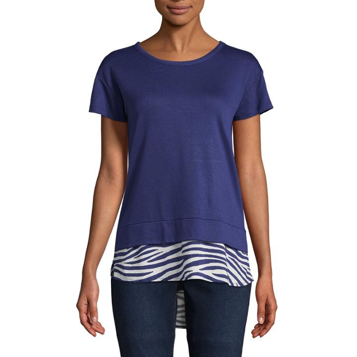Como Blu Short Sleeve Crew Neck French Terry Blouse