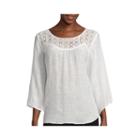 Alyx 3/4-sleeve Lace-front Gauze Woven Top